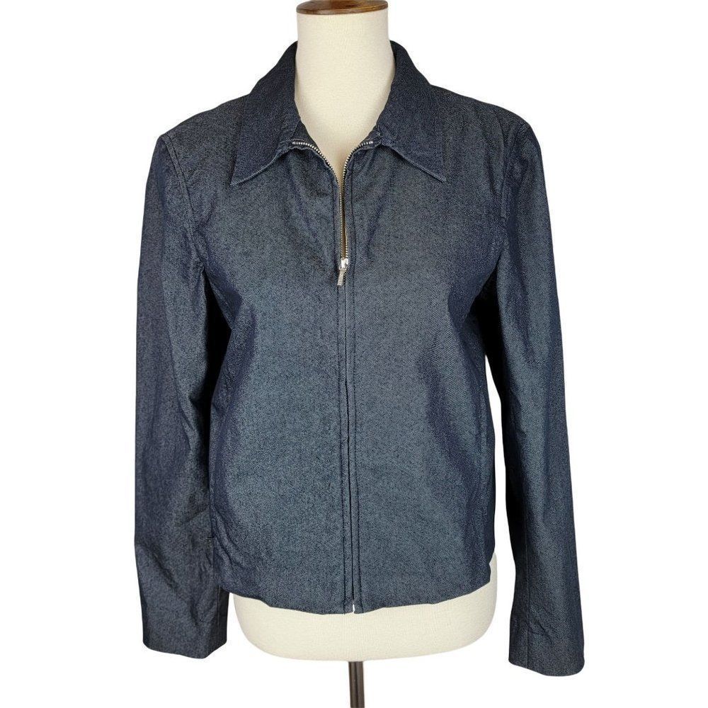 Ralph Ralph Lauren Black Satin Full Zip Long Sleeves stretchy Jacket Size L